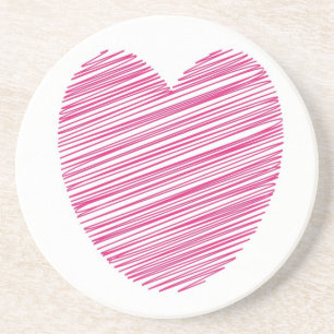 Pink Scribble Heart Coaster