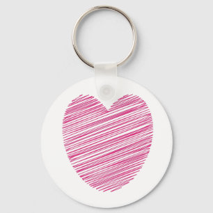 Pink Scribble Heart Keychain