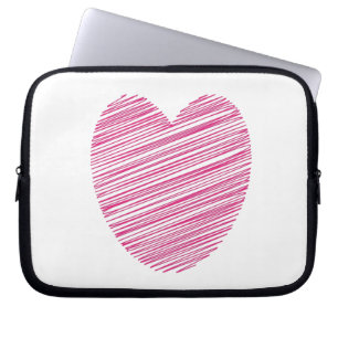 Pink Scribble Heart Laptop Sleeve