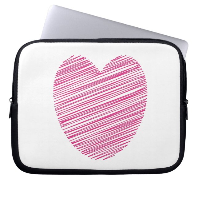 Pink Scribble Heart Laptop Sleeve (Front)