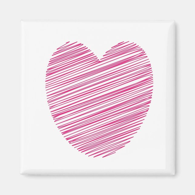 Pink Scribble Heart Magnet (Front)