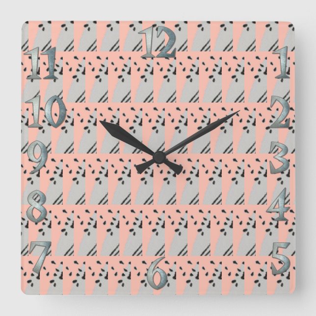 Pink Scribble square wall clock (Front)