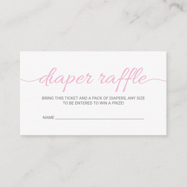 Pink Script Baby Shower Diaper Raffle Ticket (Front)