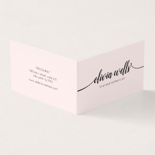 Pink Script Calligraphy Aftercare Instruction Business Card