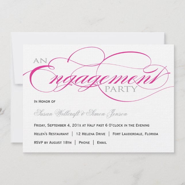 Pink Script Engagement Party Invitation (Front)