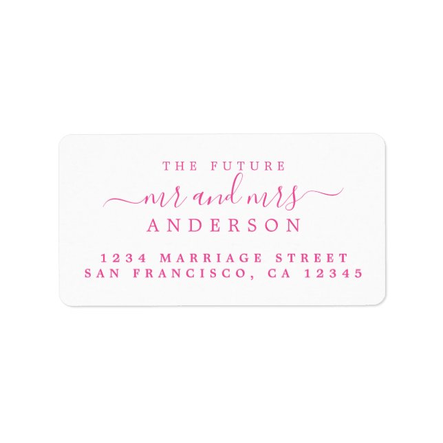 Pink Script Future Mr Mrs Return Address Label (Front)
