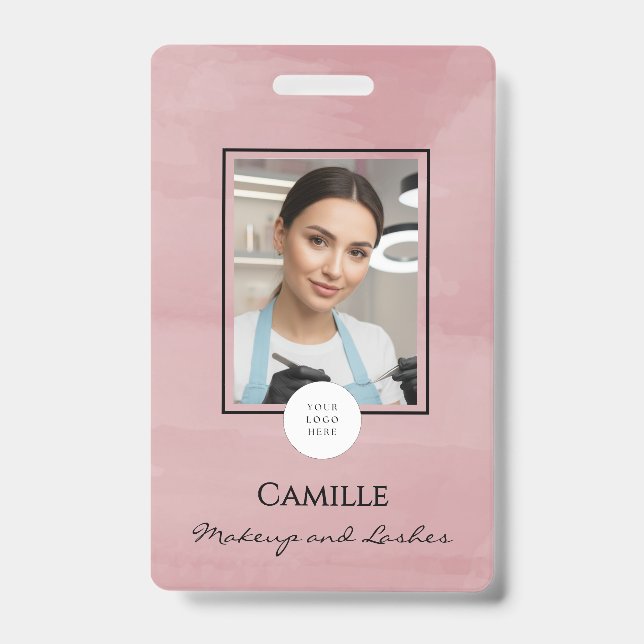 Pink Script Logo Photo Makeup Badge (Front)