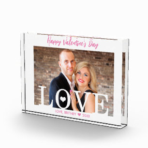 Pink Script Modern Letters Big LOVE Photo Block