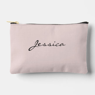 Pink Script Name Minimal Modern Travel Cosmetic Accessory Pouch