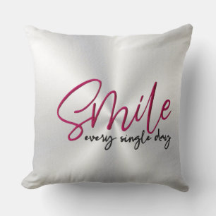 Pink Script Silver Glam Motivational Throw Pillow