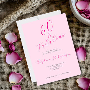 Pink Script Sixty and Fabulous 60th Birthday Party Invitation