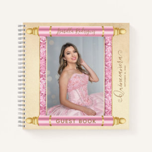 Pink Scroll Photo Budget Quinceañera Livre d'or