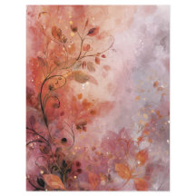 Pink Scroll Spring Leaf Scrapbook Paper