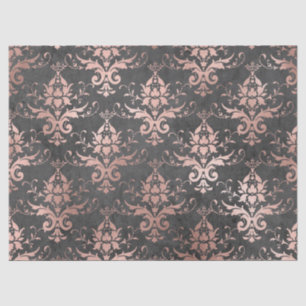 Pink Scroll Work on Charcoal Decoupage Tissue Paper