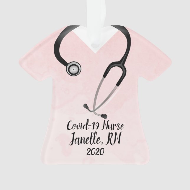 Pink Scrub Top Nurse 2020 Ornament (Front)