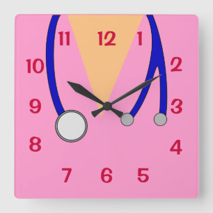 Pink Scrubs and Stethoscope Clock for Nurses Drs