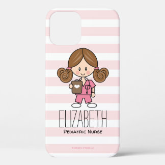Pink Scrubs Nurse Brunette iPhone 12 Case