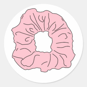 pink scrunchie classic round sticker