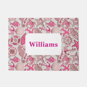 Pink Sea Pattern Add Your Name Doormat