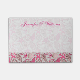 Pink Sea Pattern Add Your Name Post-it Notes