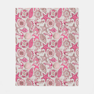 Pink Sea Pattern Fleece Blanket