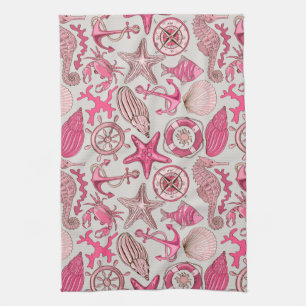 Pink Sea Pattern Kitchen Towel