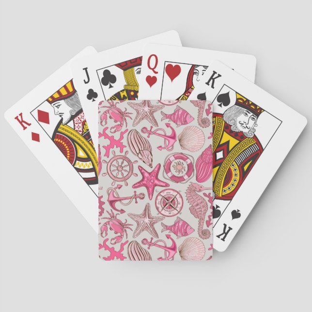 Pink Sea Pattern Playing Cards (Back)