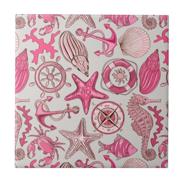 Pink Sea Pattern Tile (Front)