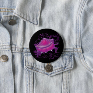 Pink sea shell 3 inch round button