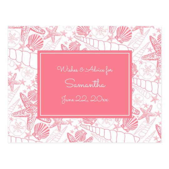 Pink Sea Shells Baby Shower Advice, prayers Postcard