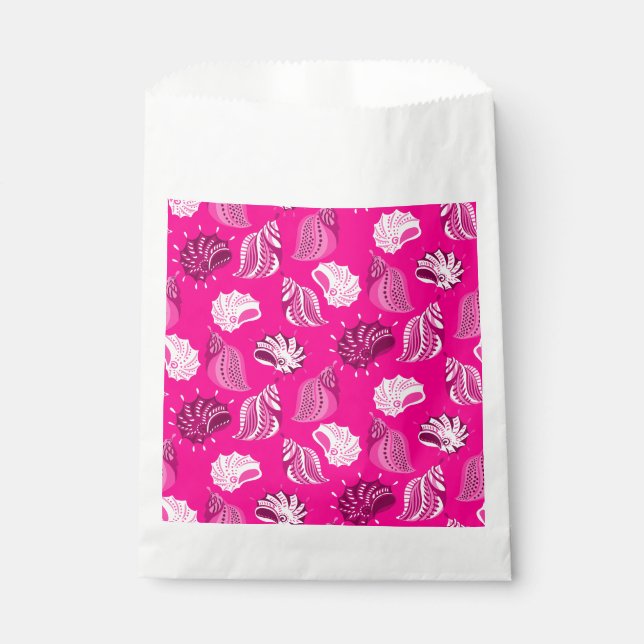 pink sea shells beach ocean favour bag (Front)