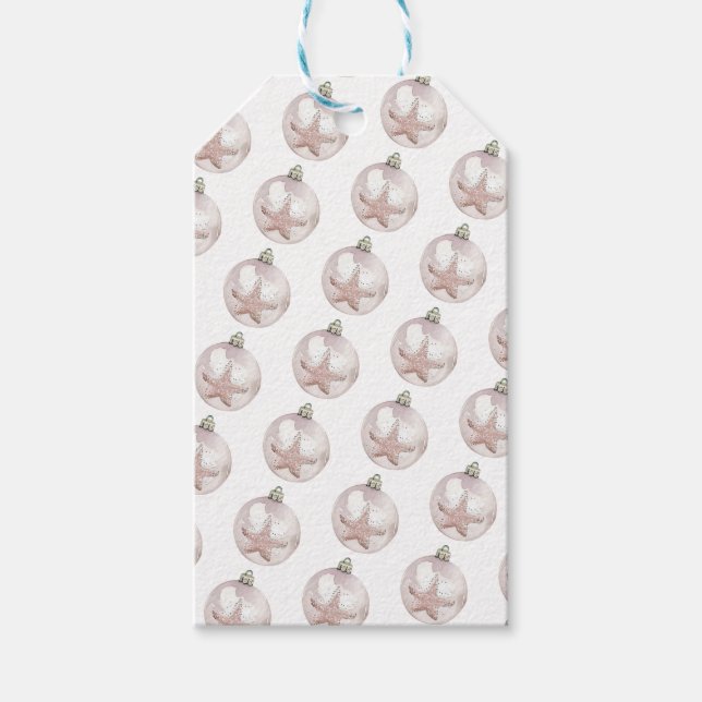 Pink Sea Star Ornaments Pattern Gift Tag (Front)