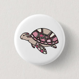 Pink Sea Turtle 1 Inch Round Button