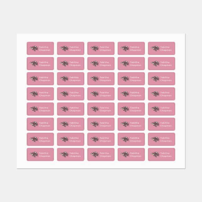 Pink Sea Turtle Clothing Labels (Sheet)