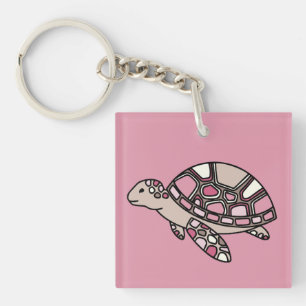 Pink Sea Turtle Keychain