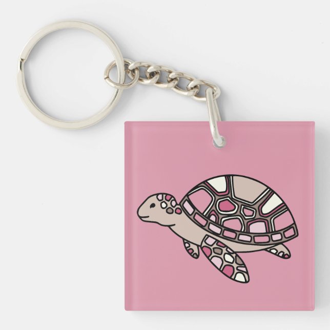 Pink Sea Turtle Keychain (Front)