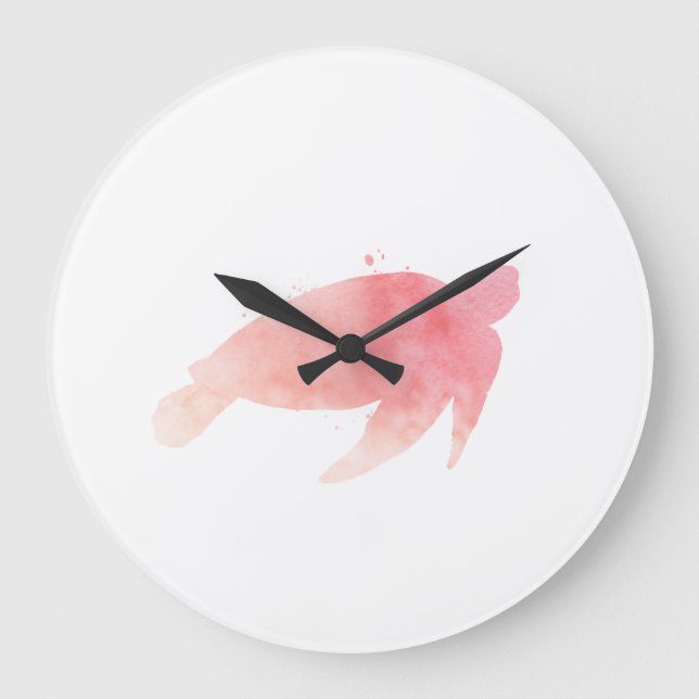Pink Sea Turtle Large Clock (Front)