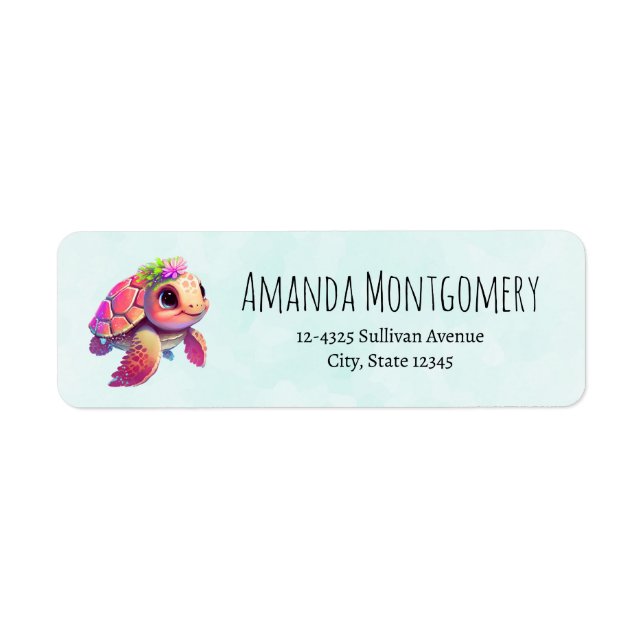 Pink Sea Turtle Whimsical & Cute (Front)