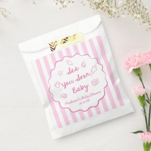 Pink Sea You Soon Baby Coastal Baby Shower Favour Bag