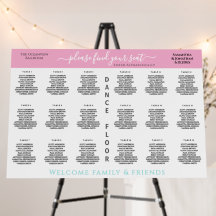 Pink Seafoam Blue 18 Table Wedding Seating Chart