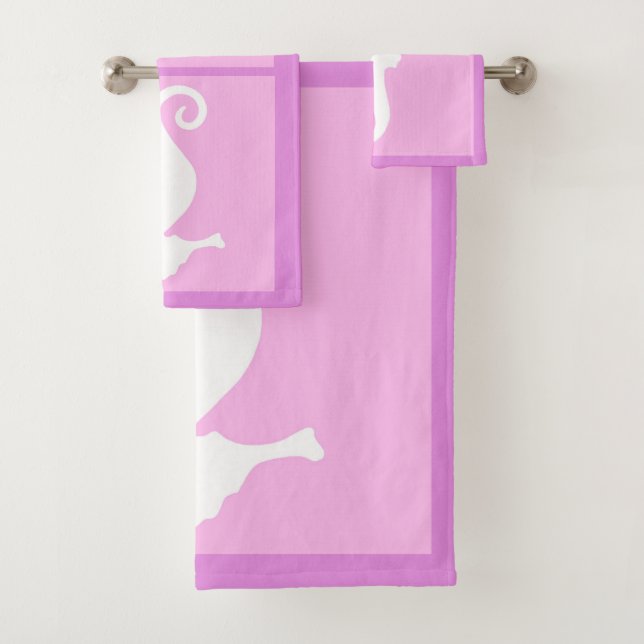 Pink Seahorse Bath Towel Set (Insitu)