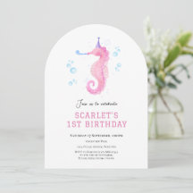 Pink Seahorse Under the sea 1st birthday