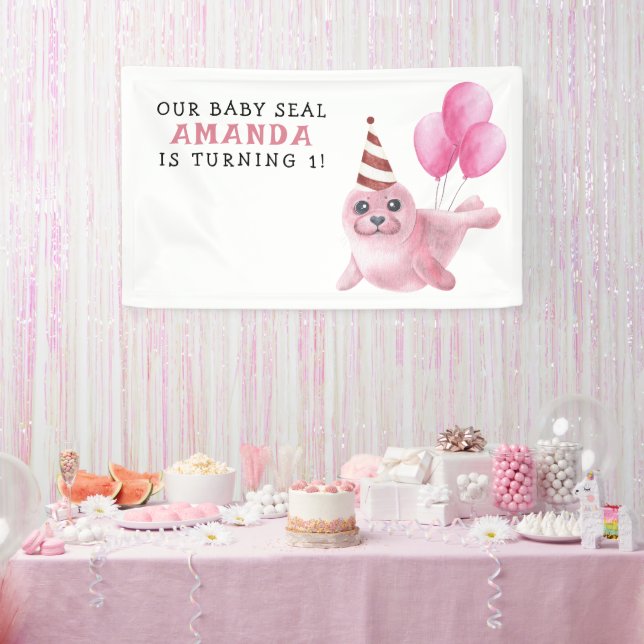 Pink Seal 1st Birthday Under The Sea Banner (Party)