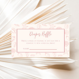 Pink Seashell Coastal Baby Shower Diaper Raffle Enclosure Card