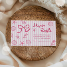 Pink Seashell Coastal Baby Shower Diaper Raffle