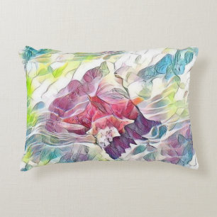 Pink seashell in the sea watercolor painting accent pillow