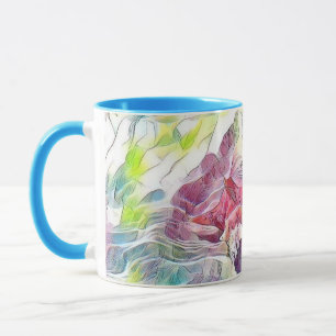 Pink seashell in the sea watercolor painting mug