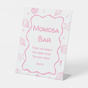 Pink Seashells Coastal Baby Shower Momosa Bar  Pedestal Sign