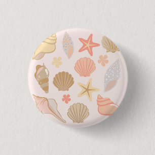 Pink Seashells Pattern 1 Inch Round Button