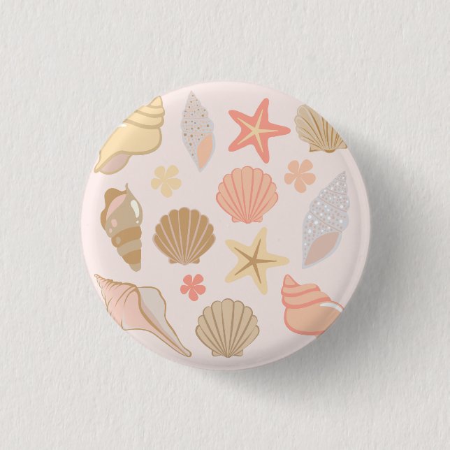 Pink Seashells Pattern 1 Inch Round Button (Front)